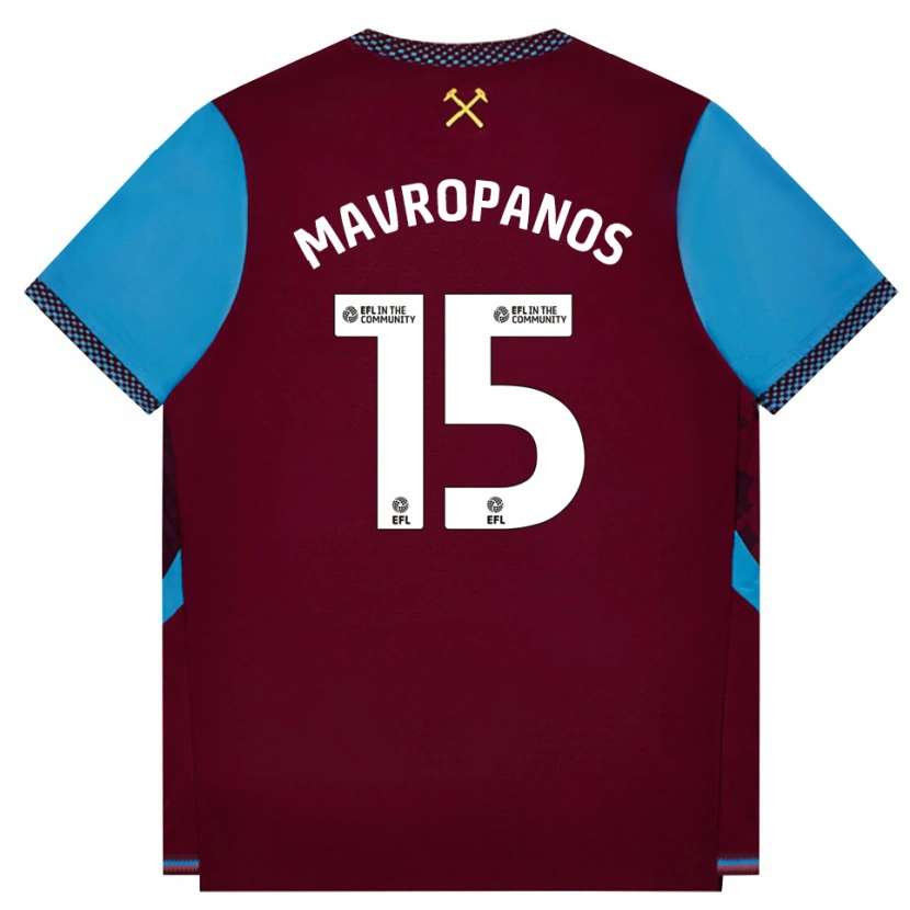 Danxen Dames Konstantinos Mavropanos #15 Bordeaux Korenbloemblauw Thuisshirt Thuistenue 2026/27 T-Shirt