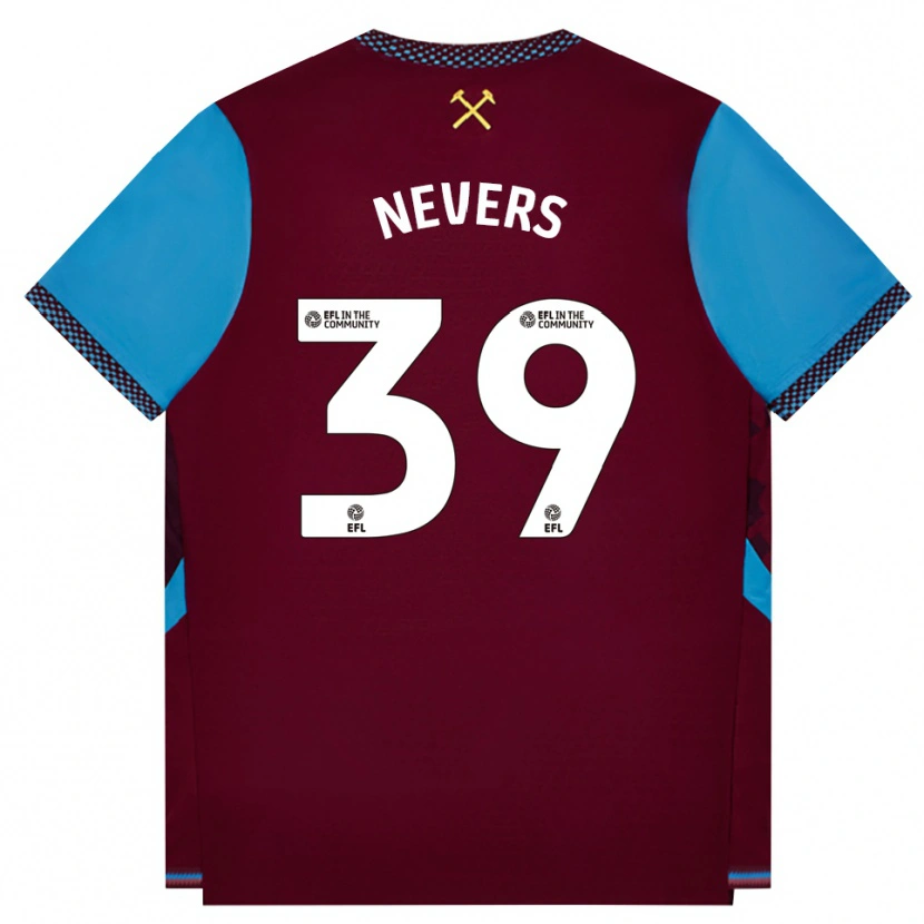 Danxen Dames Thierry Nevers #39 Bordeaux Korenbloemblauw Thuisshirt Thuistenue 2026/27 T-Shirt