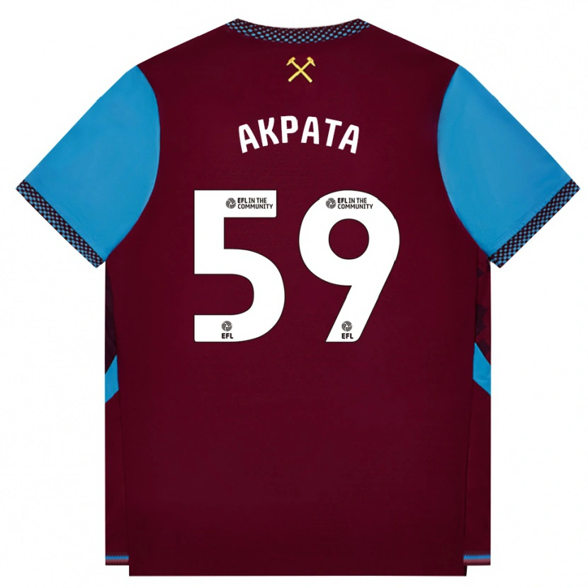 Danxen Dames Tyron Akpata #59 Bordeaux Korenbloemblauw Thuisshirt Thuistenue 2026/27 T-Shirt