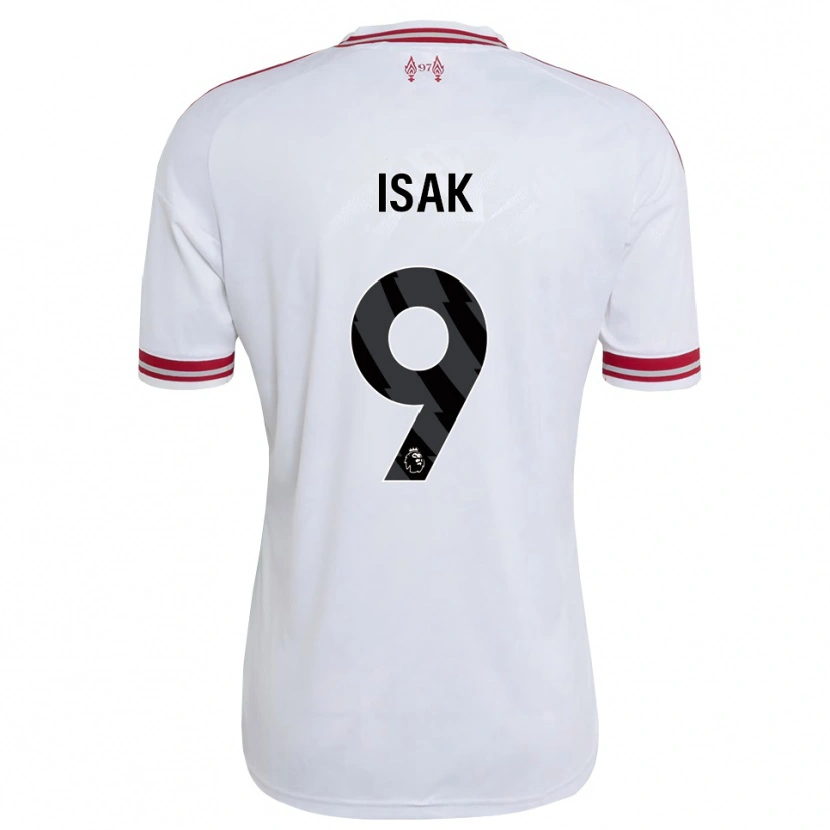Danxen Dames Alexander Isak #9 Rood Wit Uitshirt Uittenue 2026/27 T-Shirt