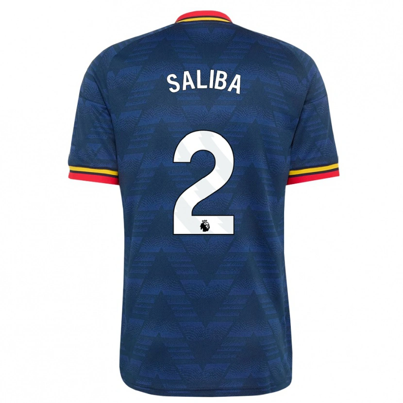 Danxen Dames William Saliba #2 Middernachtblauw Geel Rood Uitshirt Uittenue 2026/27 T-Shirt