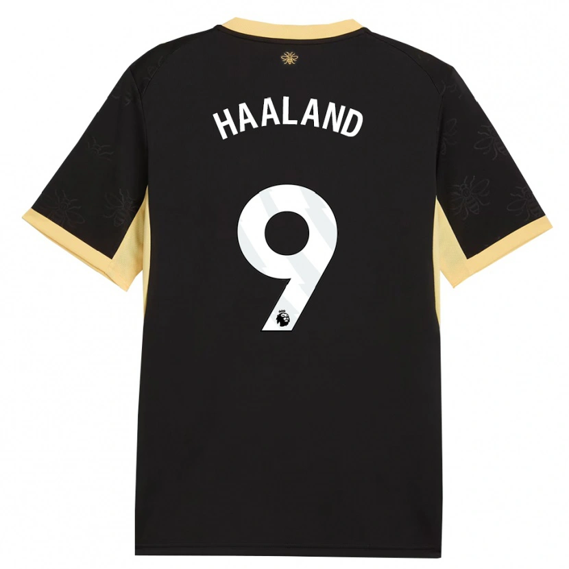 Danxen Dames Erling Haaland #9 Zwart Geel Uitshirt Uittenue 2026/27 T-Shirt