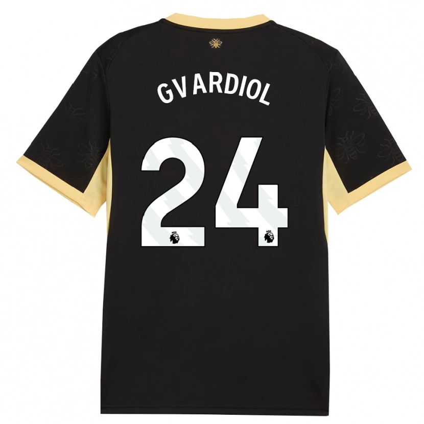 Danxen Dames Josko Gvardiol #24 Zwart Geel Uitshirt Uittenue 2026/27 T-Shirt
