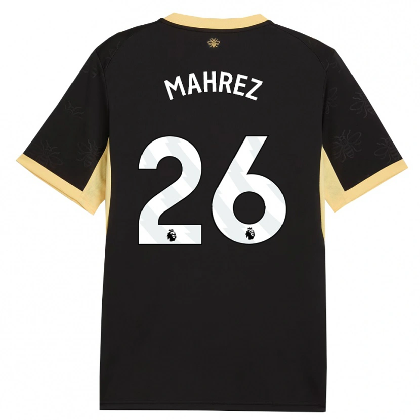Danxen Dames Riyad Mahrez #26 Zwart Geel Uitshirt Uittenue 2026/27 T-Shirt