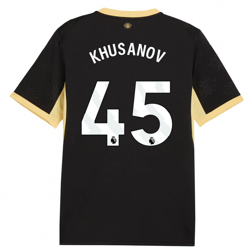 Danxen Dames Abdukodir Khusanov #45 Zwart Geel Uitshirt Uittenue 2026/27 T-Shirt