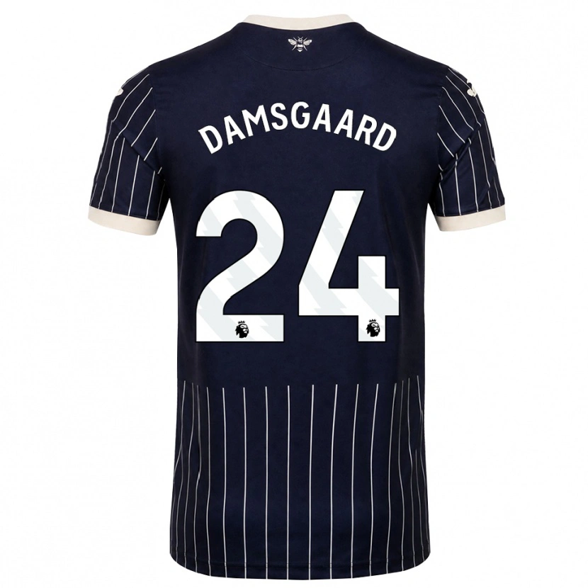 Danxen Dames Mikkel Damsgaard #24 Zwart Wit Uitshirt Uittenue 2026/27 T-Shirt