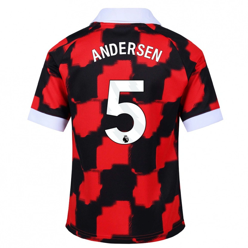 Danxen Dames Joachim Andersen #5 Rood Wit Zwart Uitshirt Uittenue 2026/27 T-Shirt