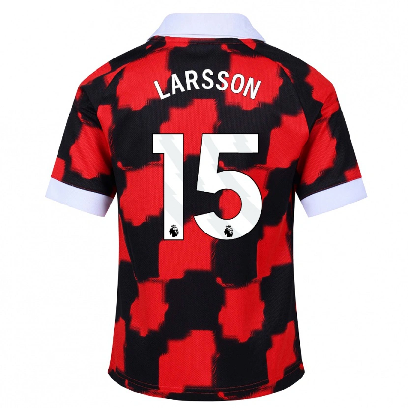 Danxen Dames Hugo Larsson #15 Rood Wit Zwart Uitshirt Uittenue 2026/27 T-Shirt