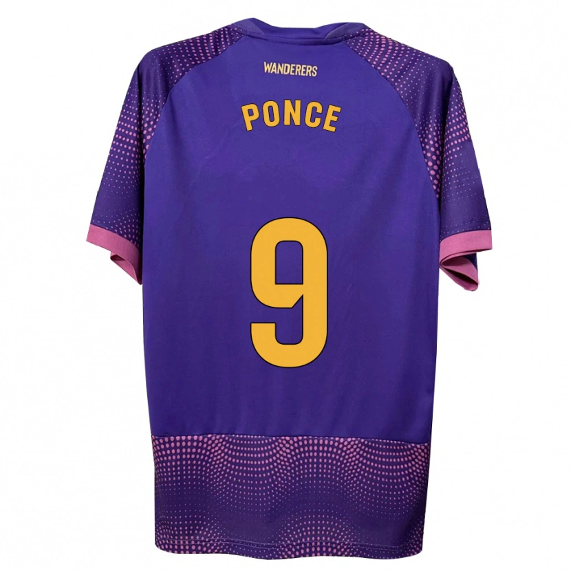 Danxen Kinderen Ezequiel Ponce #9 Paars Wit Roze Uitshirt Uittenue 2026/27 T-Shirt