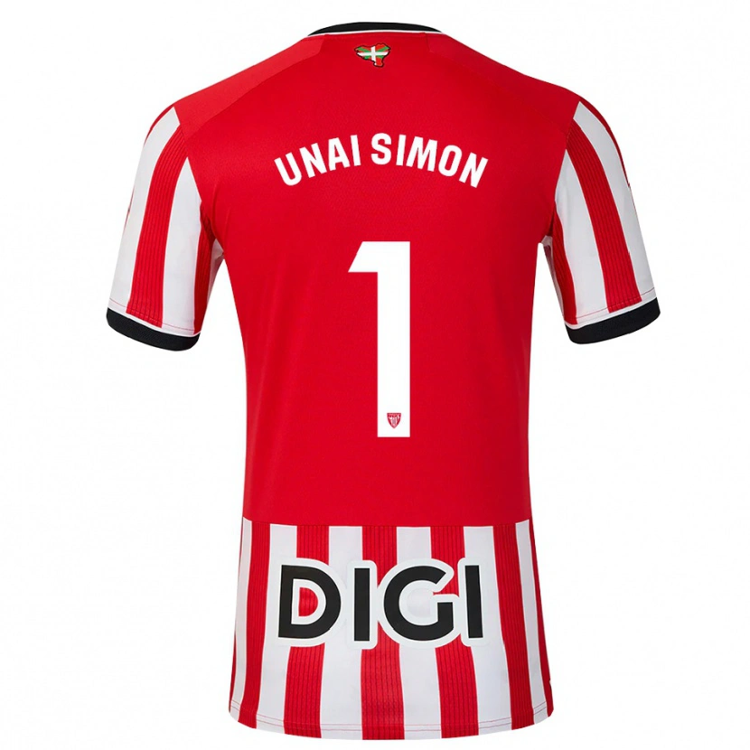 Danxen Kinderen Unai Simón #1 Rood Zwart Wit Thuisshirt Thuistenue 2026/27 T-Shirt