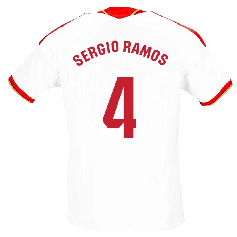 Danxen Kinderen Sergio Ramos #4 Wit Rood Thuisshirt Thuistenue 2026/27 T-Shirt