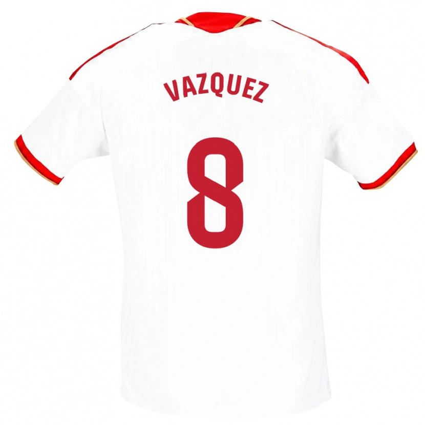 Danxen Kinderen Manolo Vazquez #8 Wit Rood Thuisshirt Thuistenue 2026/27 T-Shirt