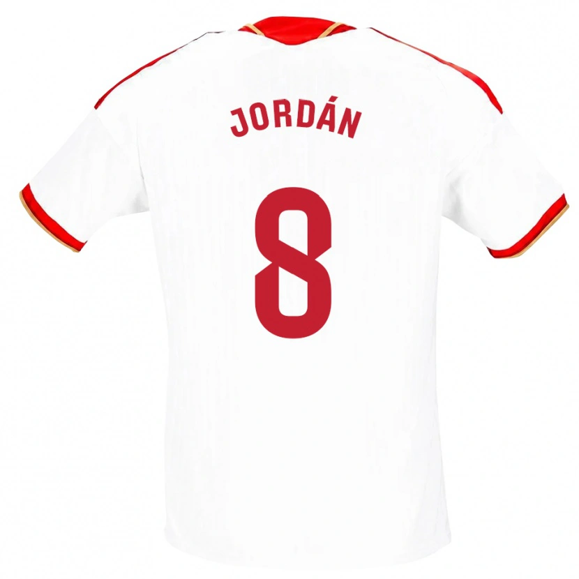Danxen Kinderen Joan Jordán #8 Wit Rood Thuisshirt Thuistenue 2026/27 T-Shirt