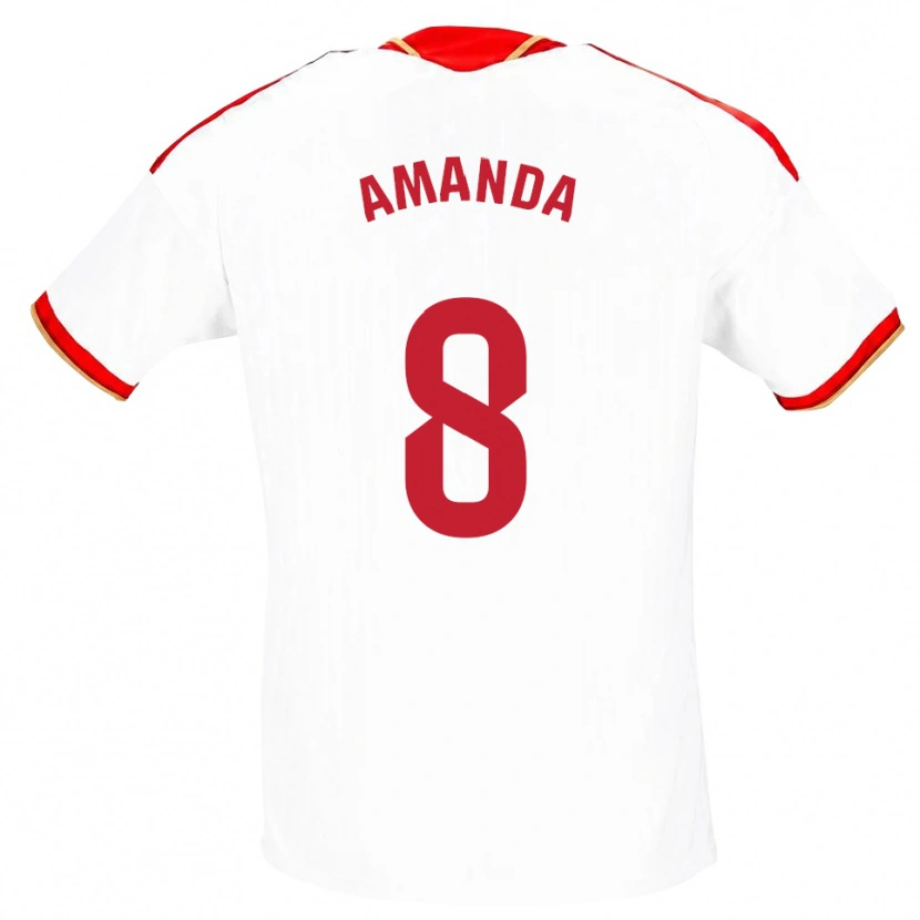 Danxen Kinderen Amanda Sampedro Bustos #8 Wit Rood Thuisshirt Thuistenue 2026/27 T-Shirt
