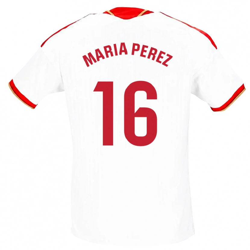 Danxen Kinderen María Pérez Rabaza #16 Wit Rood Thuisshirt Thuistenue 2026/27 T-Shirt