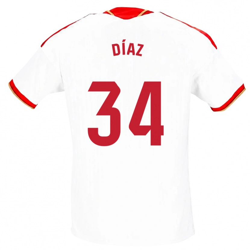 Danxen Kinderen Mario Díaz #34 Wit Rood Thuisshirt Thuistenue 2026/27 T-Shirt