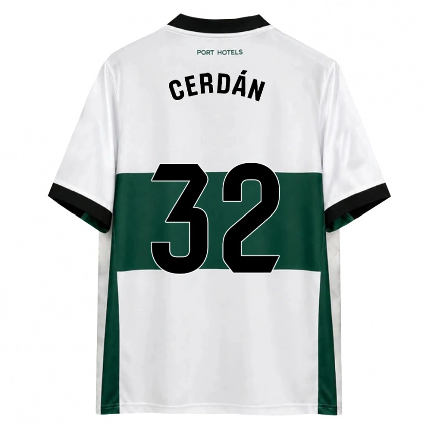 Danxen Kinderen Pablo Cerdán #32 Groen Wit Rood Thuisshirt Thuistenue 2026/27 T-Shirt