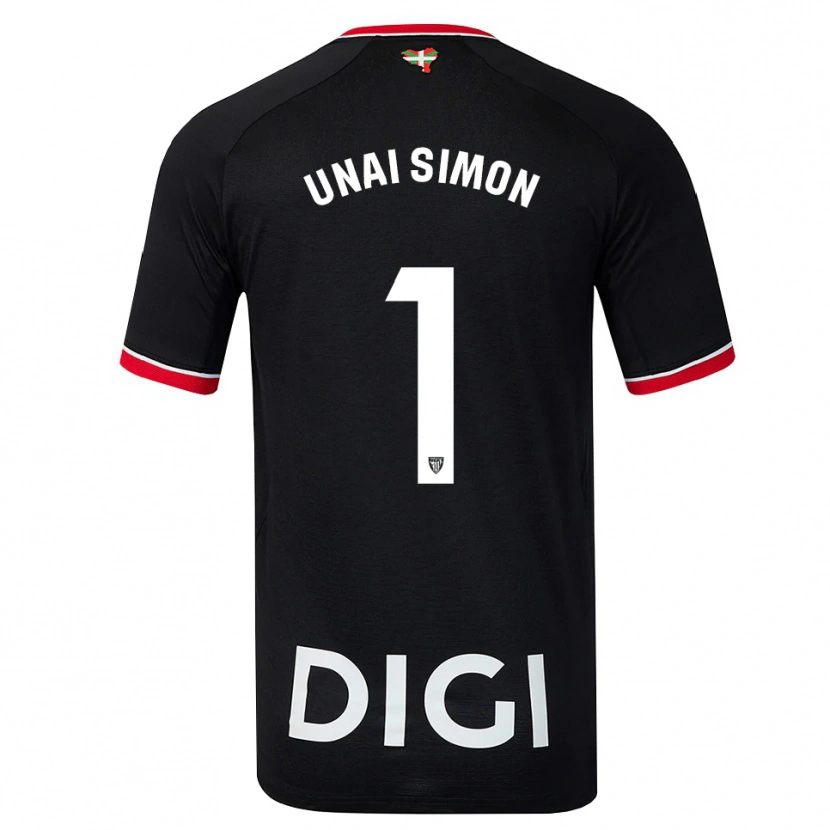 Danxen Kinderen Unai Simón #1 Zwart Wit Rood Uitshirt Uittenue 2026/27 T-Shirt