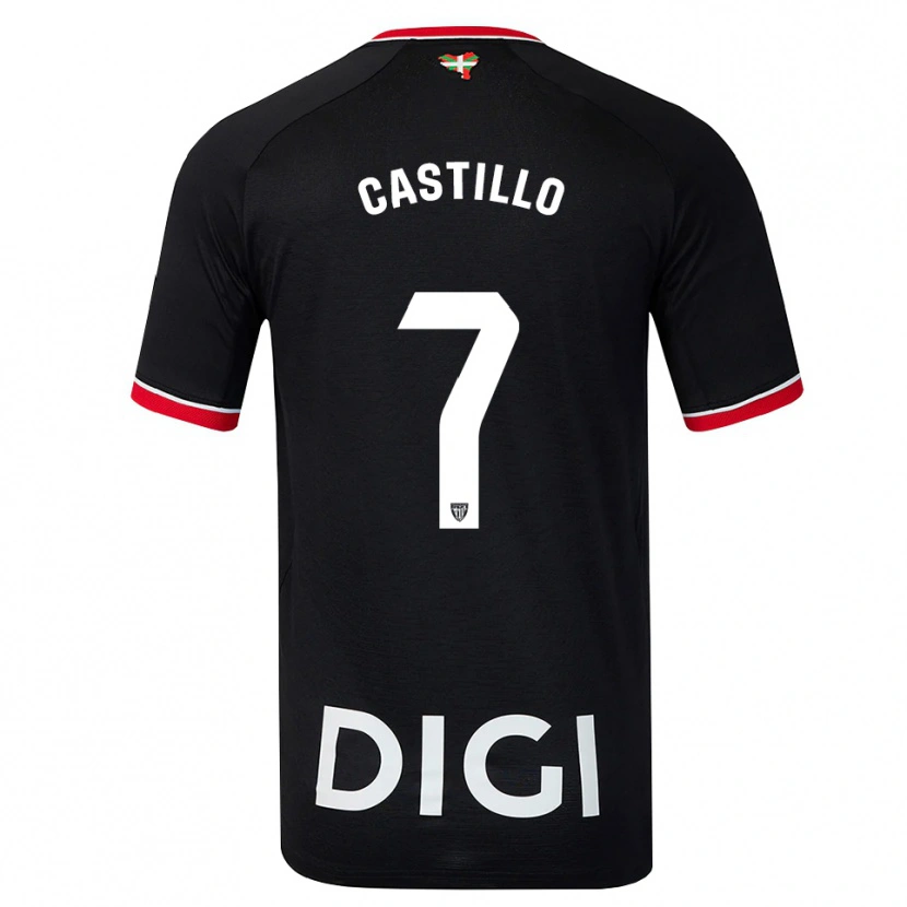 Danxen Kinderen Unai Castillo #7 Zwart Wit Rood Uitshirt Uittenue 2026/27 T-Shirt
