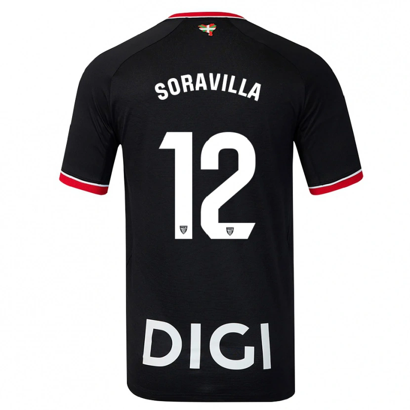Danxen Kinderen Ander Soravilla #12 Zwart Wit Rood Uitshirt Uittenue 2026/27 T-Shirt
