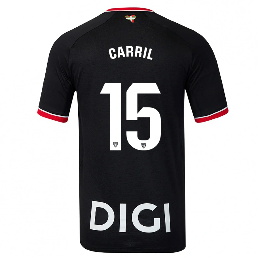 Danxen Kinderen Álex Carril #15 Zwart Wit Rood Uitshirt Uittenue 2026/27 T-Shirt
