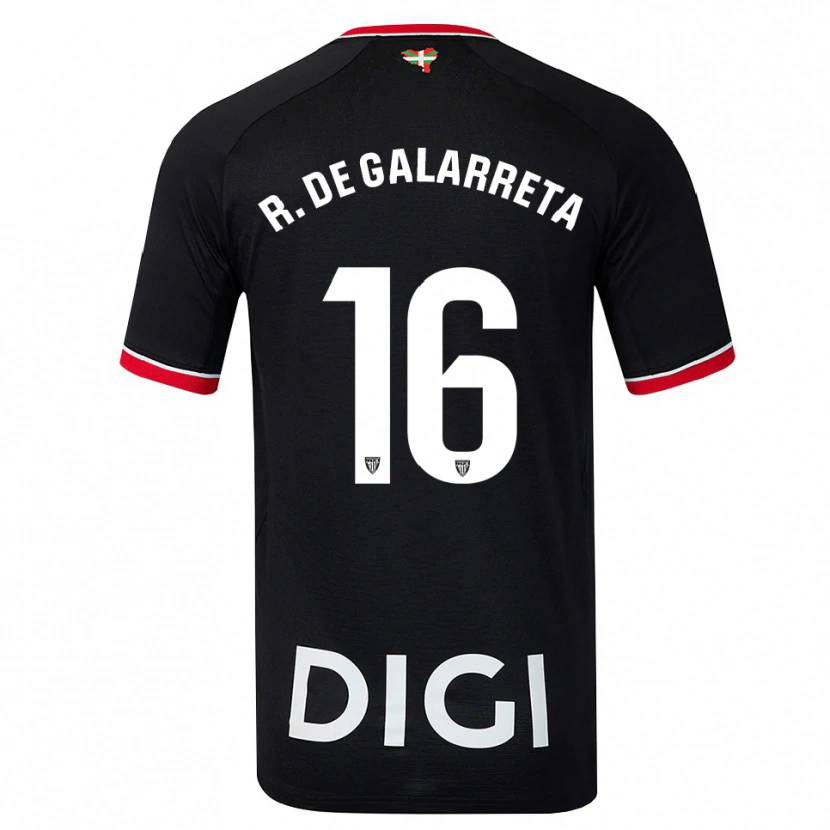 Danxen Kinderen Iñigo Ruiz De Galarreta #16 Zwart Wit Rood Uitshirt Uittenue 2026/27 T-Shirt
