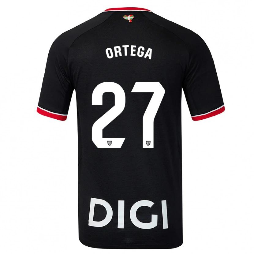 Danxen Kinderen Sara Ortega #27 Zwart Wit Rood Uitshirt Uittenue 2026/27 T-Shirt