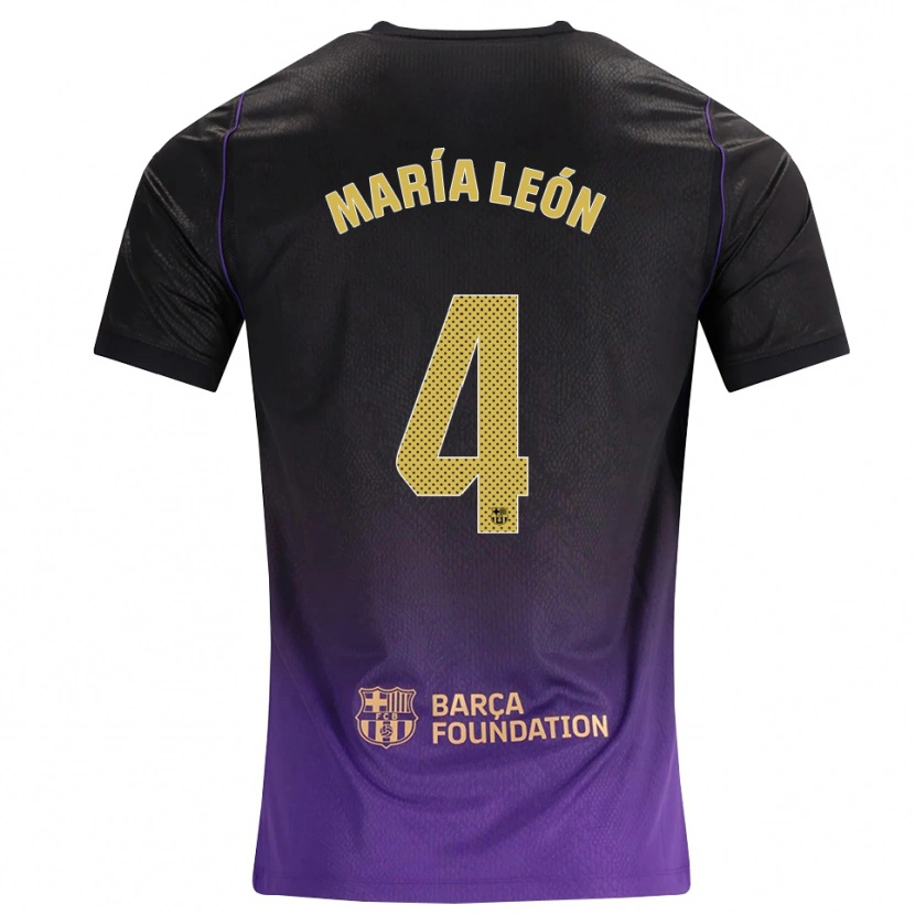 Danxen Kinderen María Pilar León #4 Paars Geel Zwart Uitshirt Uittenue 2026/27 T-Shirt