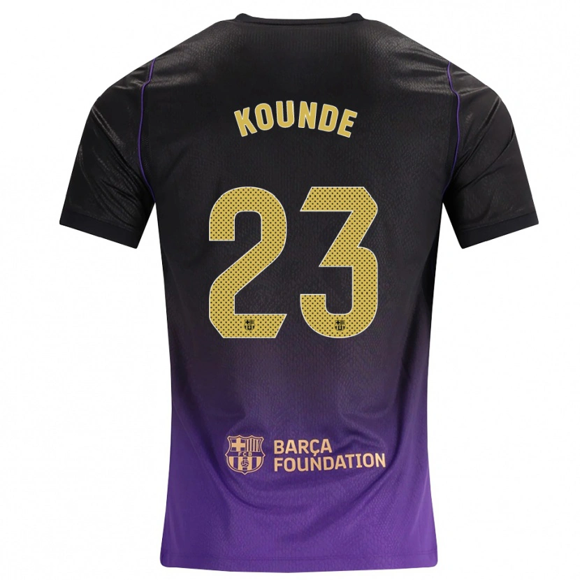 Danxen Kinderen Jules Koundé #23 Paars Geel Zwart Uitshirt Uittenue 2026/27 T-Shirt