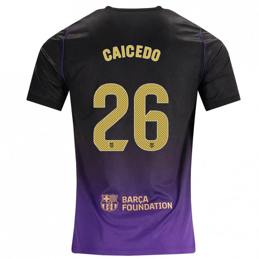Danxen Kinderen Josué Caicedo #26 Paars Geel Zwart Uitshirt Uittenue 2026/27 T-Shirt