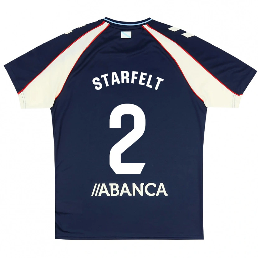 Danxen Kinderen Carl Starfelt #2 Koninklijk Blauw Rood Wit Uitshirt Uittenue 2026/27 T-Shirt