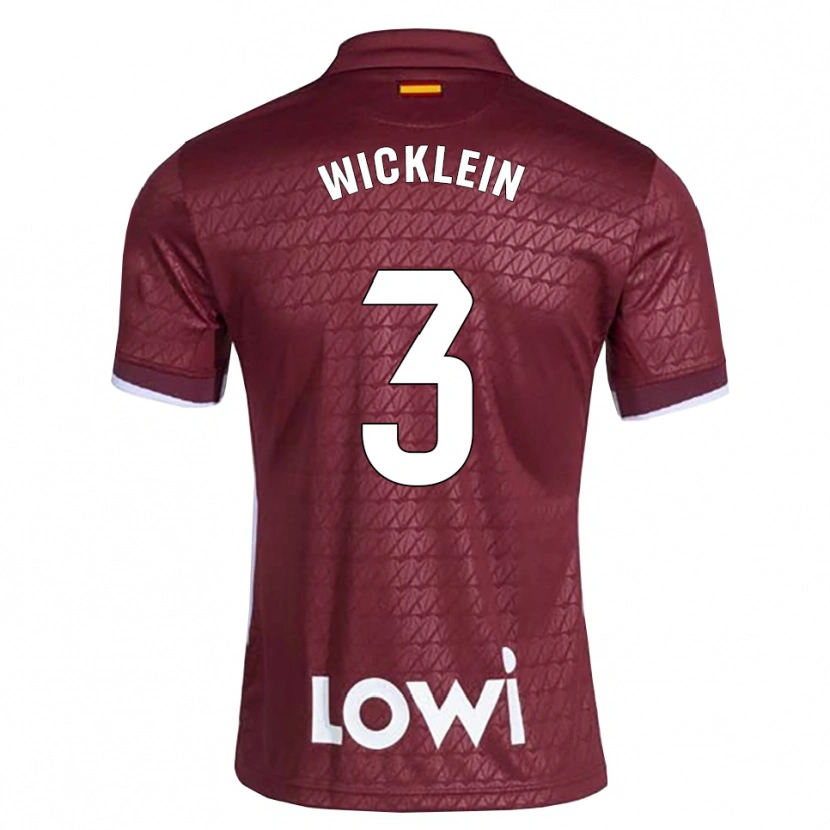Danxen Kinderen Johann Wicklein #3 Donkerrood Wit Uitshirt Uittenue 2026/27 T-Shirt