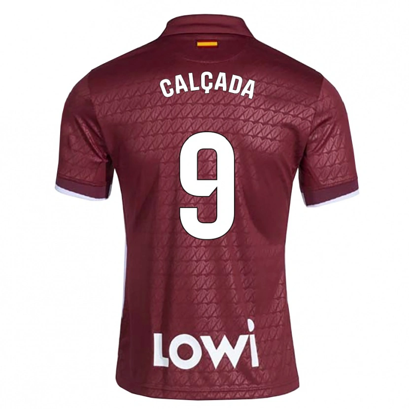 Danxen Kinderen Gonzalo Calçada #9 Donkerrood Wit Uitshirt Uittenue 2026/27 T-Shirt