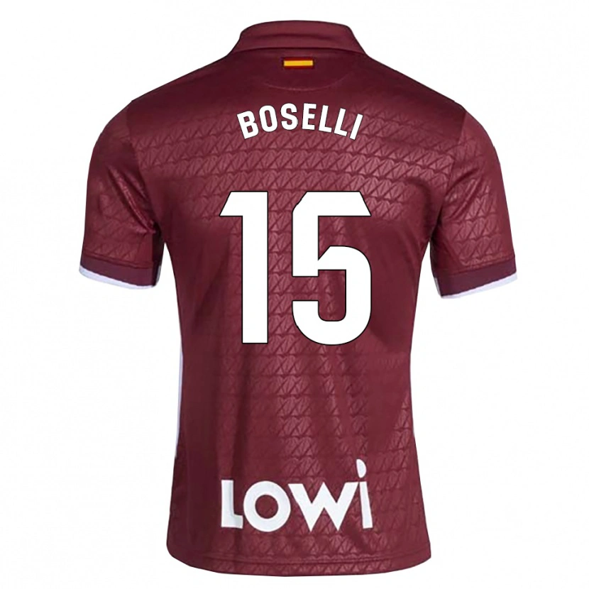 Danxen Kinderen Sebastián Boselli #15 Donkerrood Wit Uitshirt Uittenue 2026/27 T-Shirt