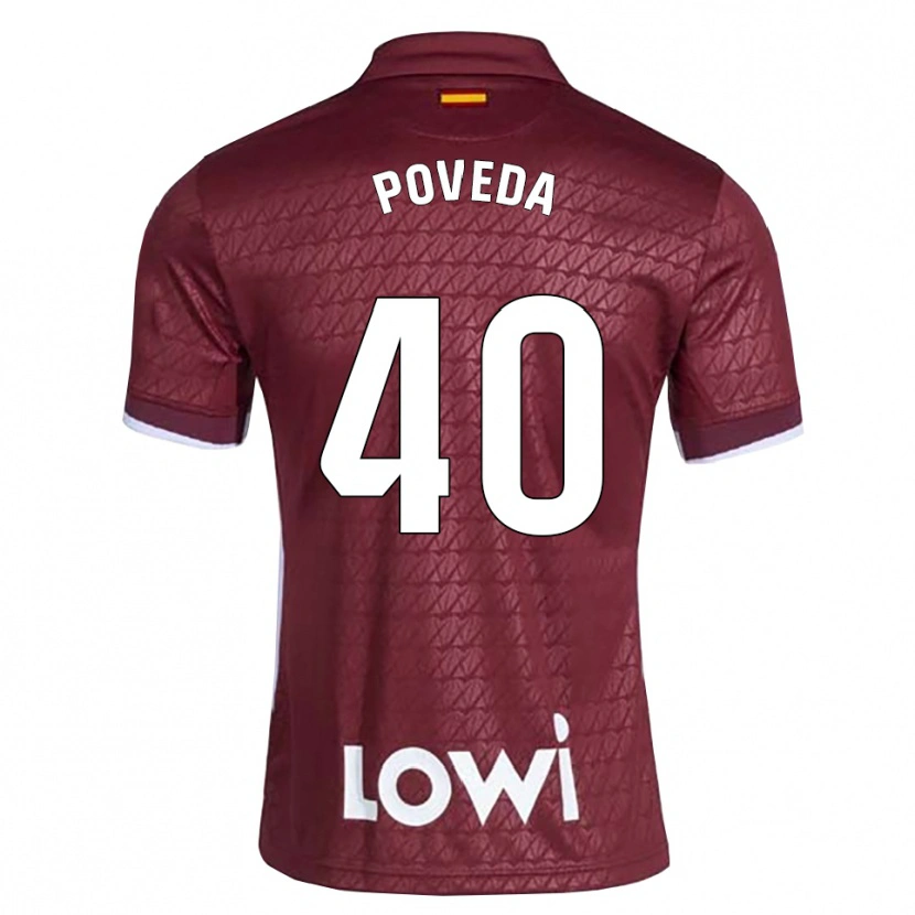 Danxen Kinderen Pedro Poveda #40 Donkerrood Wit Uitshirt Uittenue 2026/27 T-Shirt
