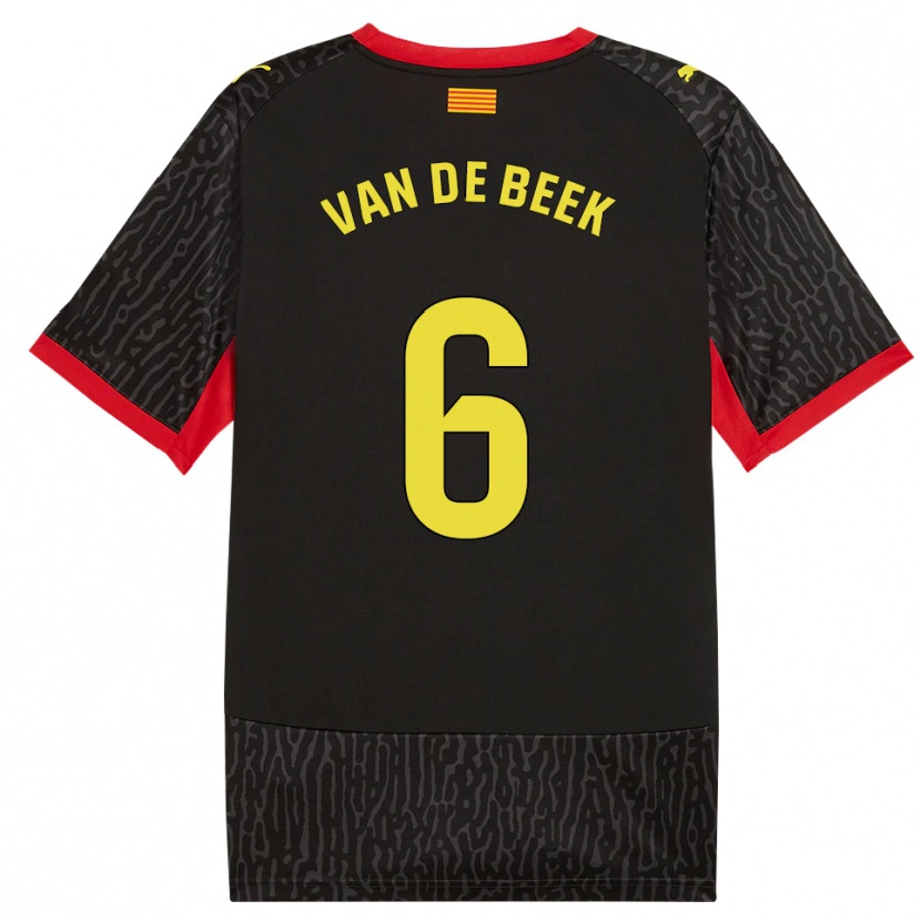 Danxen Kinderen Donny Van De Beek #6 Zwart Geel Rood Uitshirt Uittenue 2026/27 T-Shirt