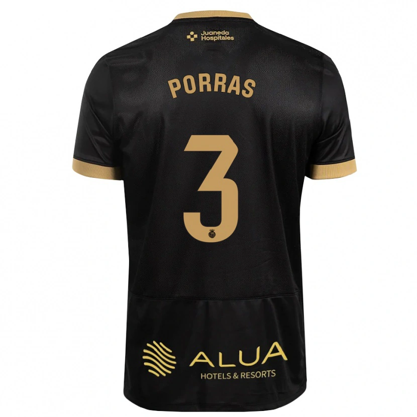 Danxen Kinderen Jordi Porras #3 Zwart Zandbruin Zwaar Hout Uitshirt Uittenue 2026/27 T-Shirt
