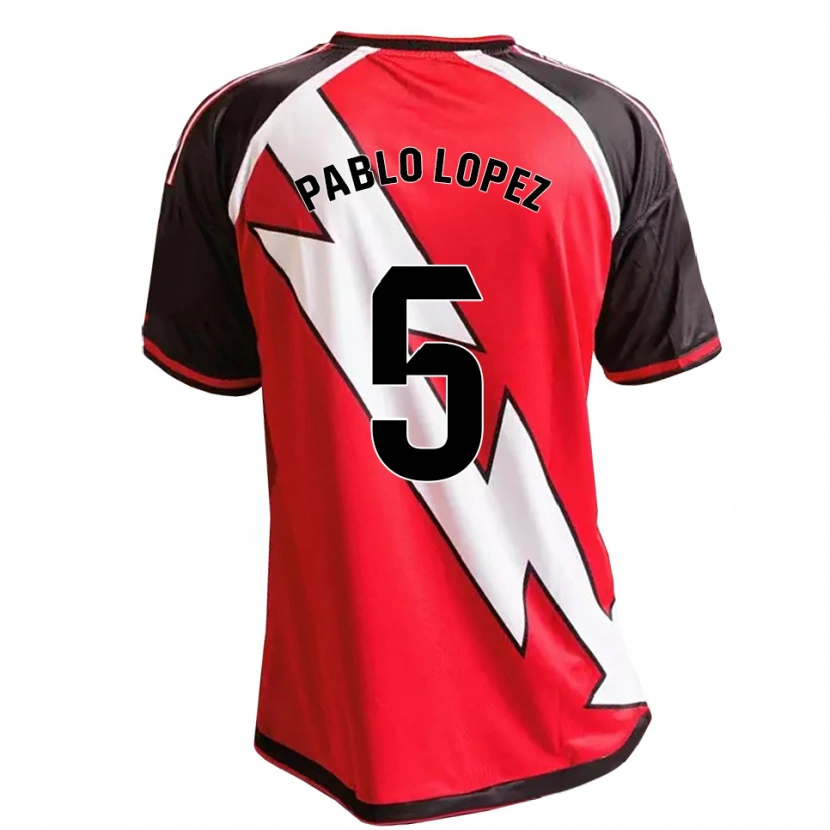 Danxen Kinderen Pablo López #5 Rood Zwart Wit Uitshirt Uittenue 2026/27 T-Shirt