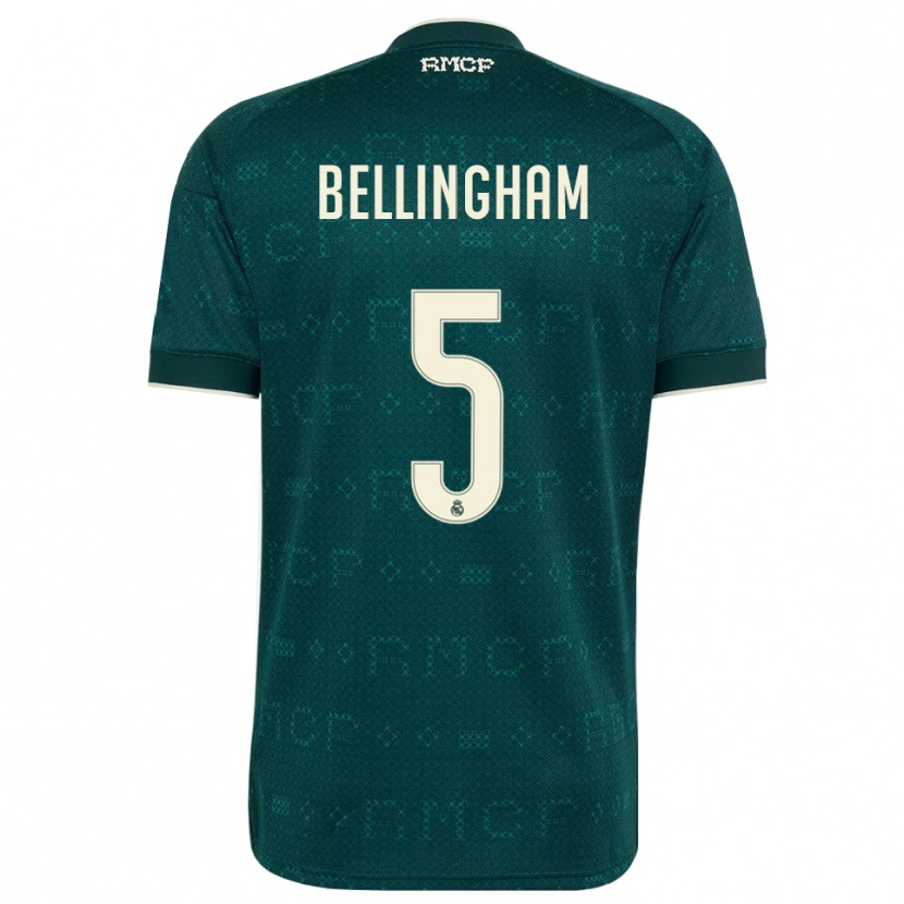 Danxen Kinderen Jude Bellingham #5 Donker Leigrijs Wit Uitshirt Uittenue 2026/27 T-Shirt