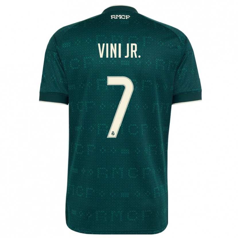 Danxen Kinderen Vinicius Junior #7 Donker Leigrijs Wit Uitshirt Uittenue 2026/27 T-Shirt