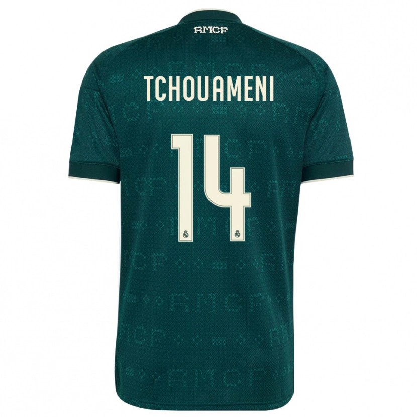 Danxen Kinderen Aurélien Tchouaméni #14 Donker Leigrijs Wit Uitshirt Uittenue 2026/27 T-Shirt