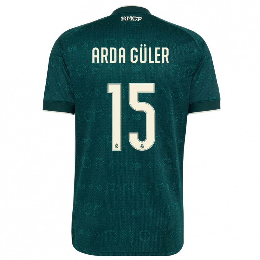 Danxen Kinderen Arda Güler #15 Donker Leigrijs Wit Uitshirt Uittenue 2026/27 T-Shirt