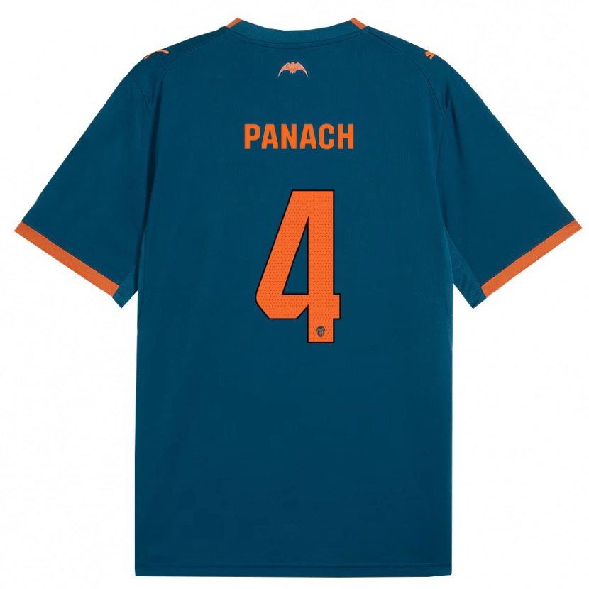 Danxen Kinderen Alejandro Panach #4 Staalblauw Oranje Uitshirt Uittenue 2026/27 T-Shirt