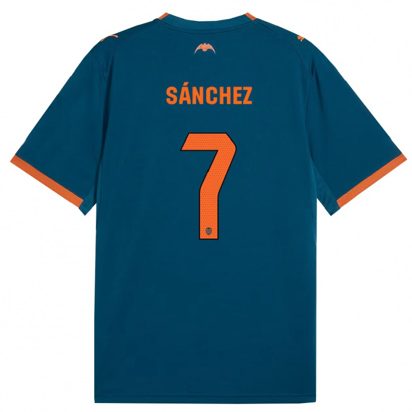 Danxen Kinderen Dani Sánchez #7 Staalblauw Oranje Uitshirt Uittenue 2026/27 T-Shirt