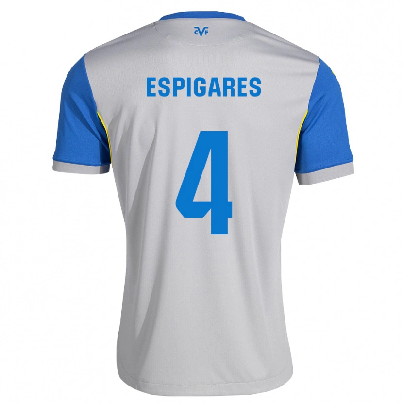 Danxen Kinderen Antonio Espigares #4 Dodgerblauw Grijs Uitshirt Uittenue 2026/27 T-Shirt