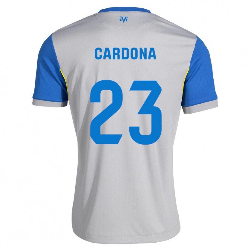 Danxen Kinderen Sergi Cardona #23 Dodgerblauw Grijs Uitshirt Uittenue 2026/27 T-Shirt