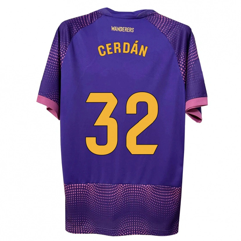 Danxen Kinderen Pablo Cerdán #32 Paars Wit Roze Uitshirt Uittenue 2026/27 T-Shirt