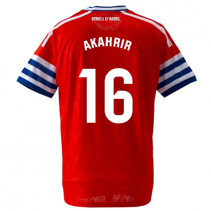 Danxen Kinderen Mohamed Akahrir #16 Koninklijk Blauw Rood Uitshirt Uittenue 2026/27 T-Shirt
