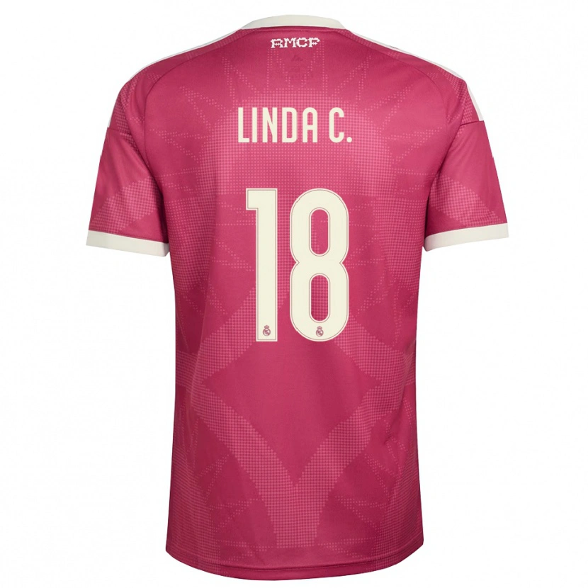 Danxen Kinderen Linda Caicedo #18 Bleek Violet Rood Wit Thuisshirt Derde Tenue 2026/27 T-Shirt