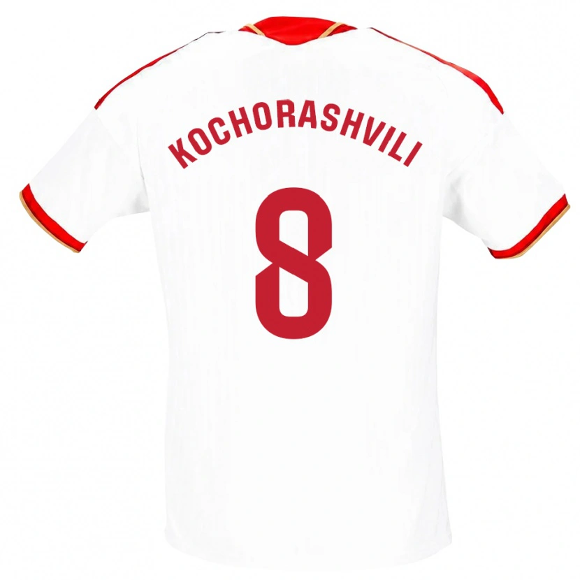 Danxen Heren Giorgi Kochorashvili #8 Wit Rood Thuisshirt Thuistenue 2026/27 T-Shirt